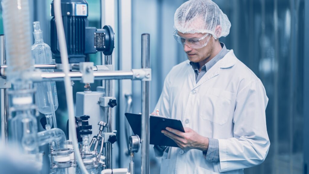 Medicine,Factory,Scientist,Worker,Work,In,Laboratory,Plants,Process.,Medical